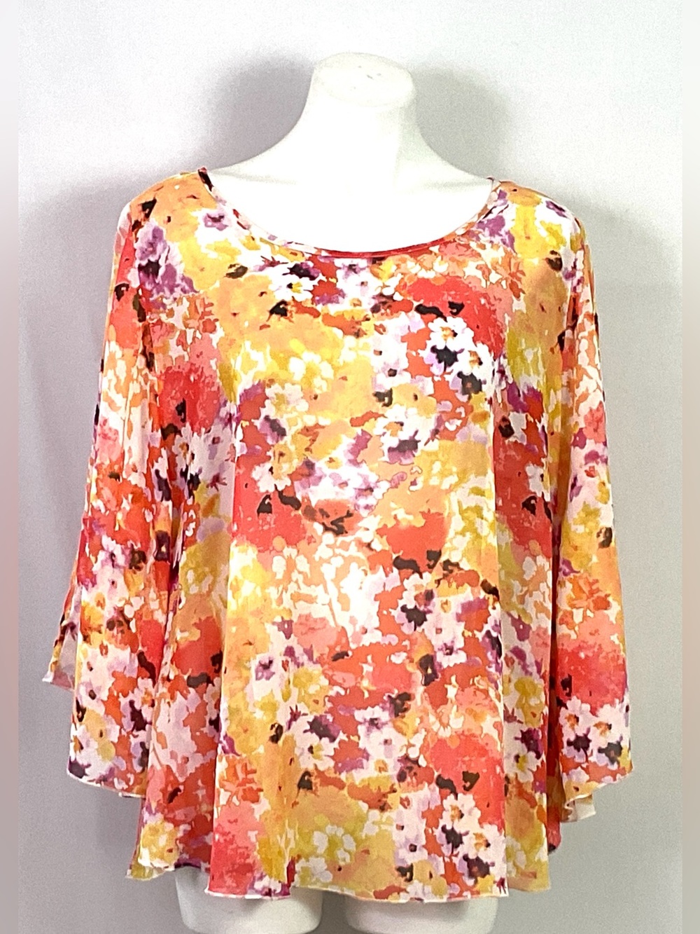 Apt. 9-poly chiffon, floral, poncho style blouse – size XLz